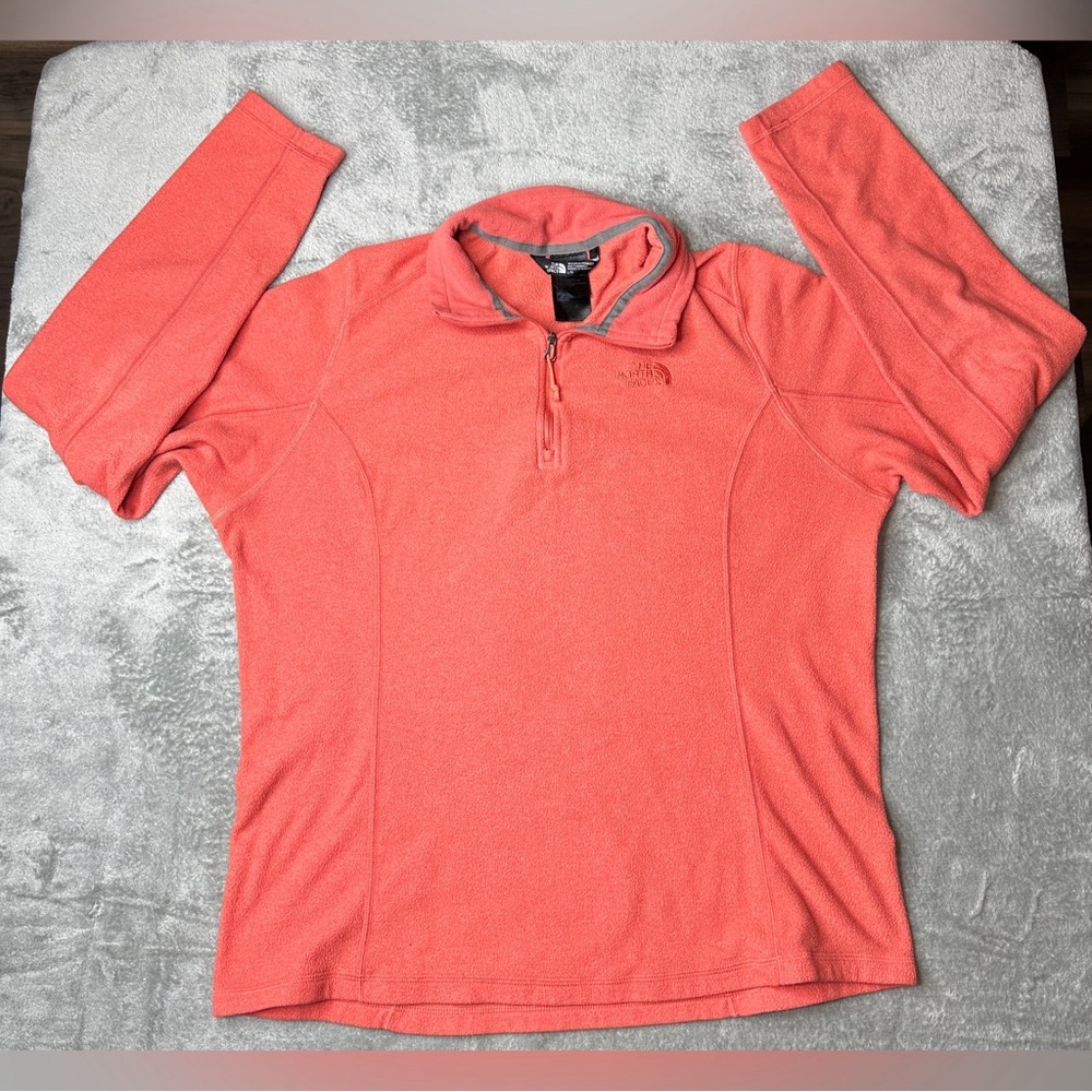 The North Face Sweater Womens Large Orange 1/4 Zip Pullover Long Sleeve